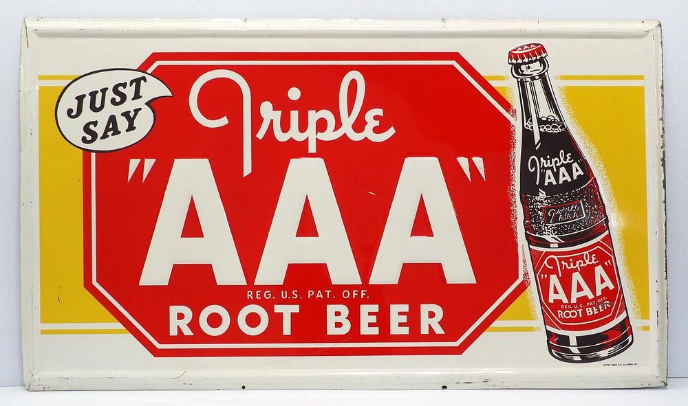 Lot 1135: Triple AAA Root Beer sign