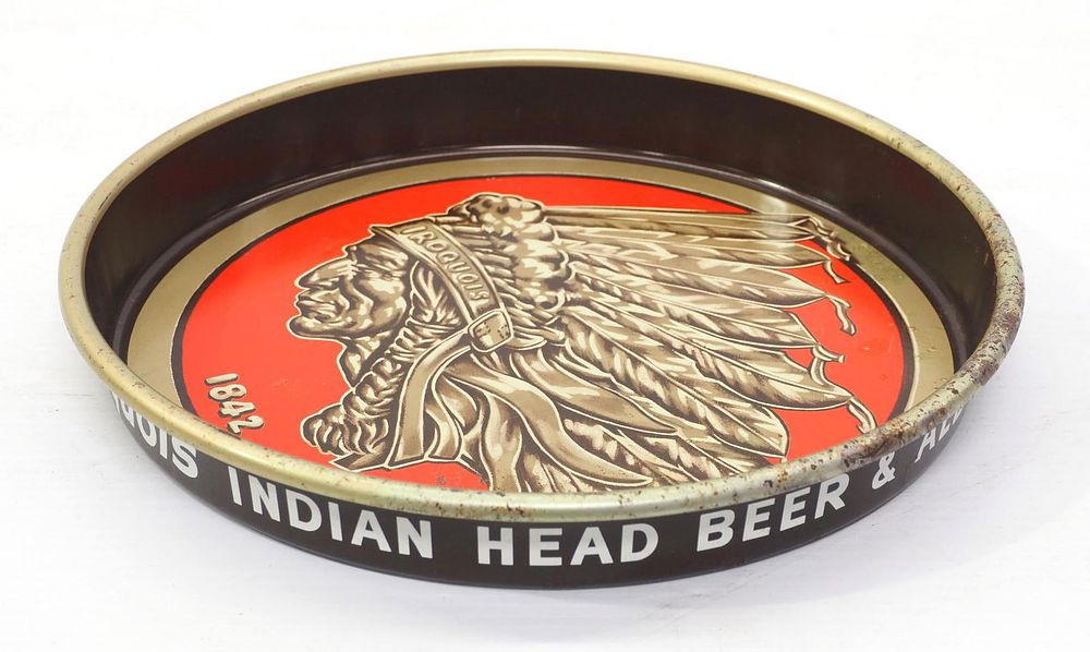 Lot 1206: Iroquois Indian Head Beer & Ale tin serving tray