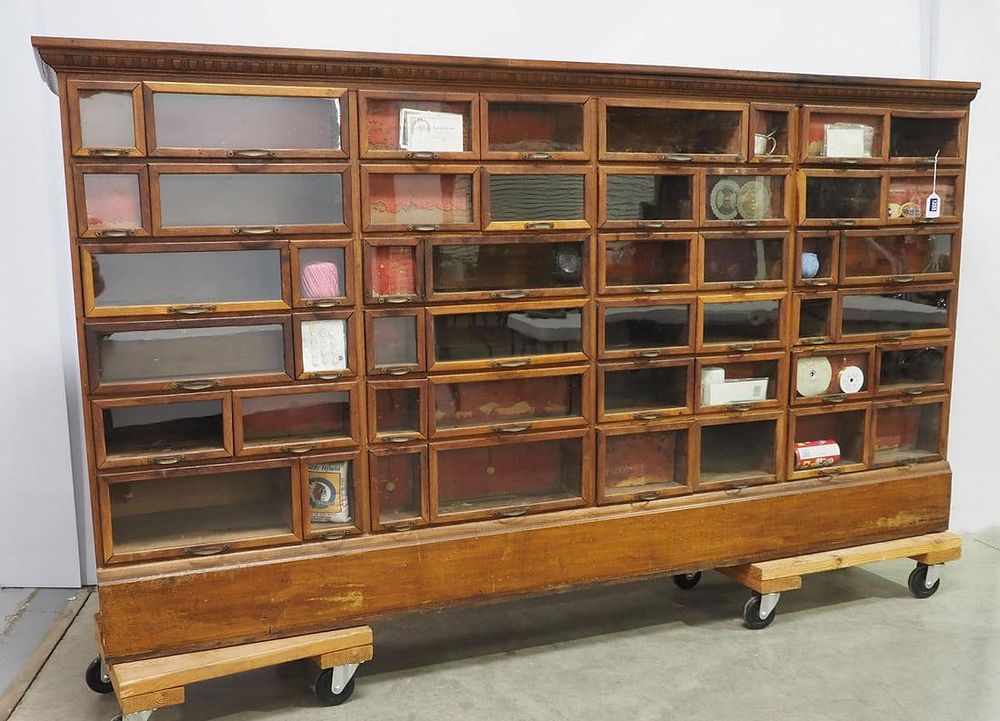Lot 1255: WOW! 48-drawer oak country store showcase