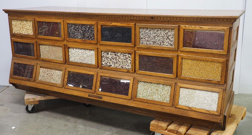 Lot 1288: Country store bean cabinet with 18 drawers