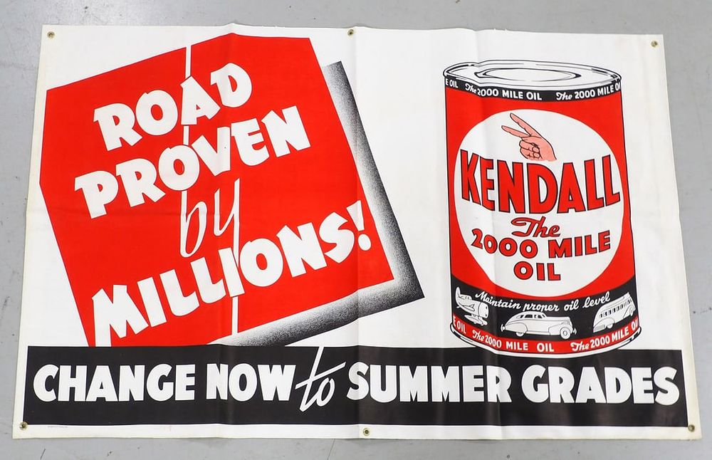 Lot 1357: NOS Kendall Motor Oil "Road Proven" banner