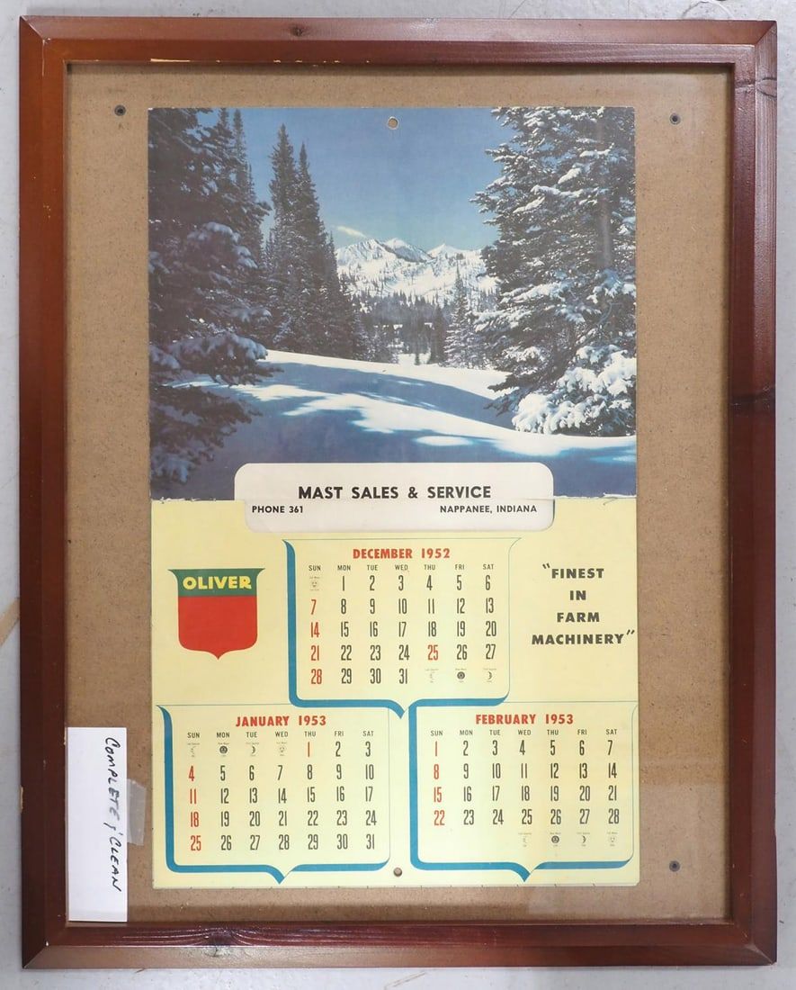 Lot 242: Oliver Farm Machinery 1952 calendar