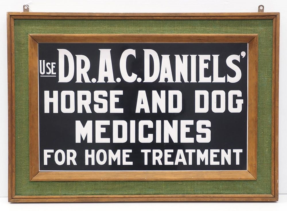 Lot 375: Dr A.C. Daniels Horse and Dog Medicines sign
