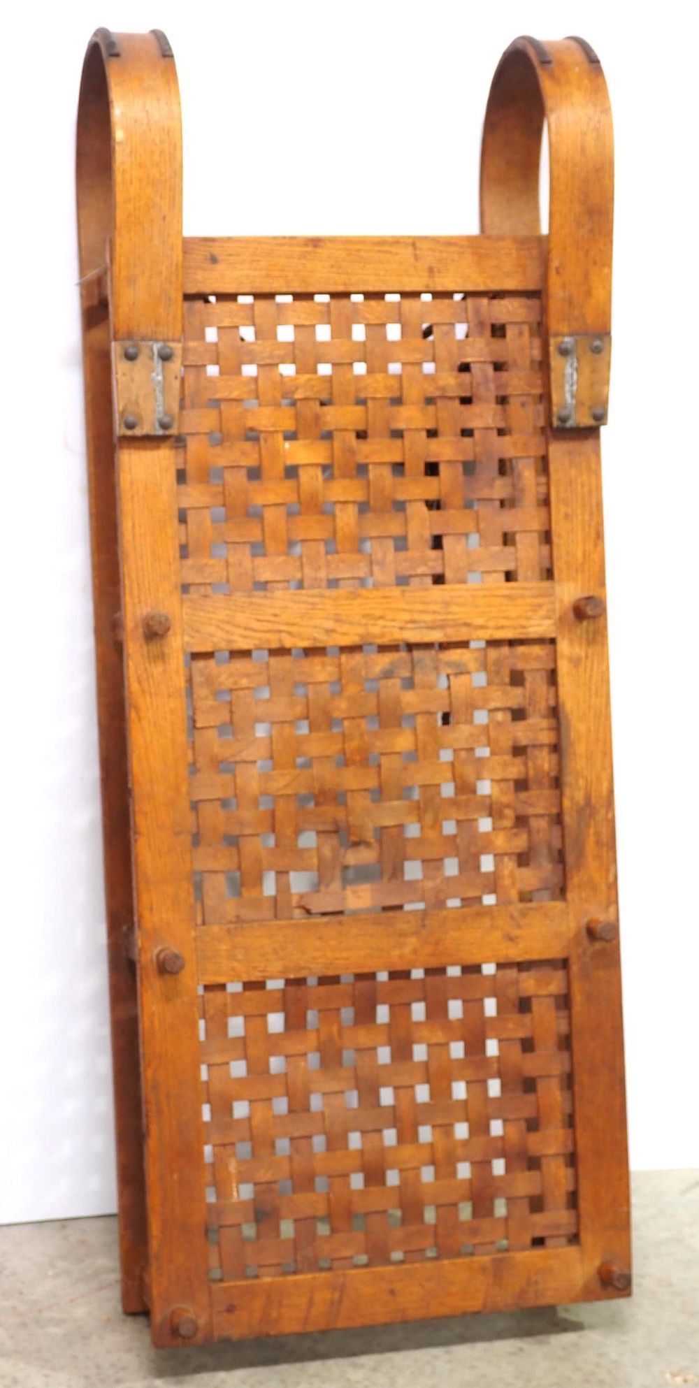 Lot 408: Wooden sled with woven seat