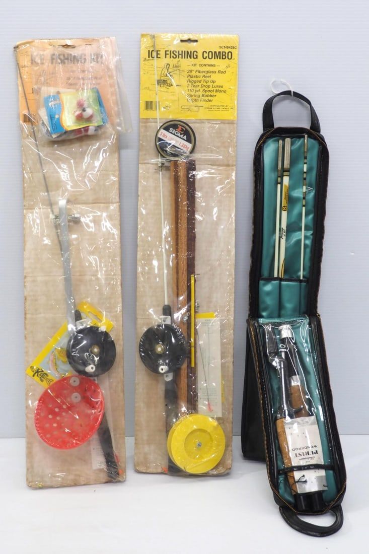 Lot 440: (2) NOS Ice Fishing Kits & Shakespeare Wonderod
