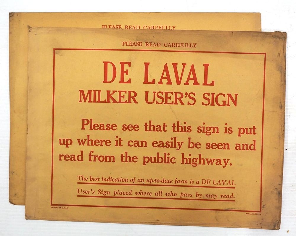 Lot 450: (2) NOS We Use DeLaval Milkers signs