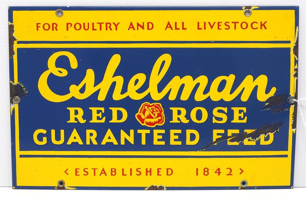 Lot 634: Eshelman Red Rose Guaranteed Feed sign
