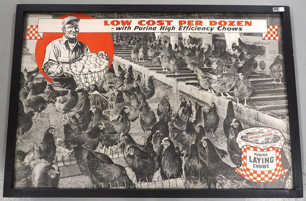 Lot 648: Purina Laying Chows "Low Cost Per Dozen" adv.