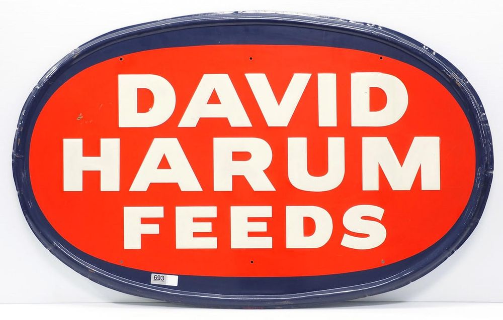 Lot 693: David Harum Feeds oval sign