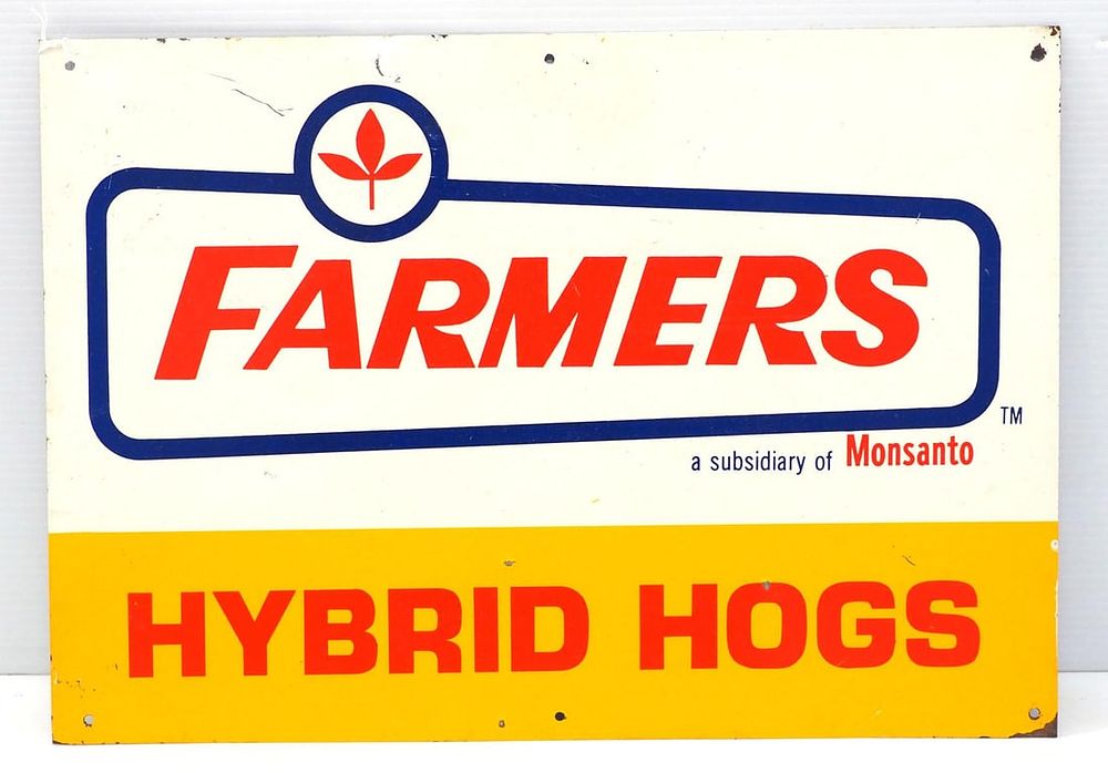 Lot 724: Farmers Hybrid Hogs sign