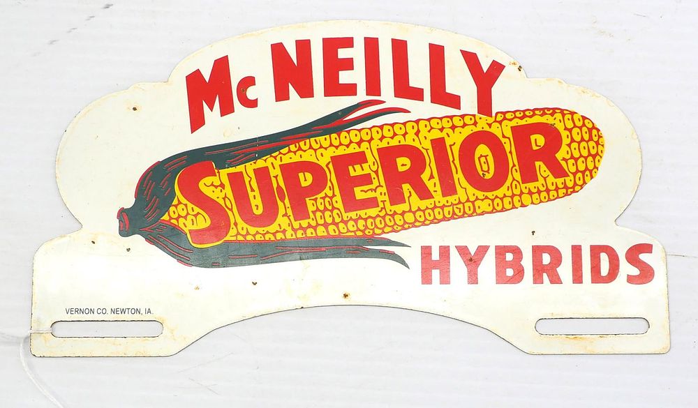 Lot 803: McNeilly Superior Hybrids license plate topper