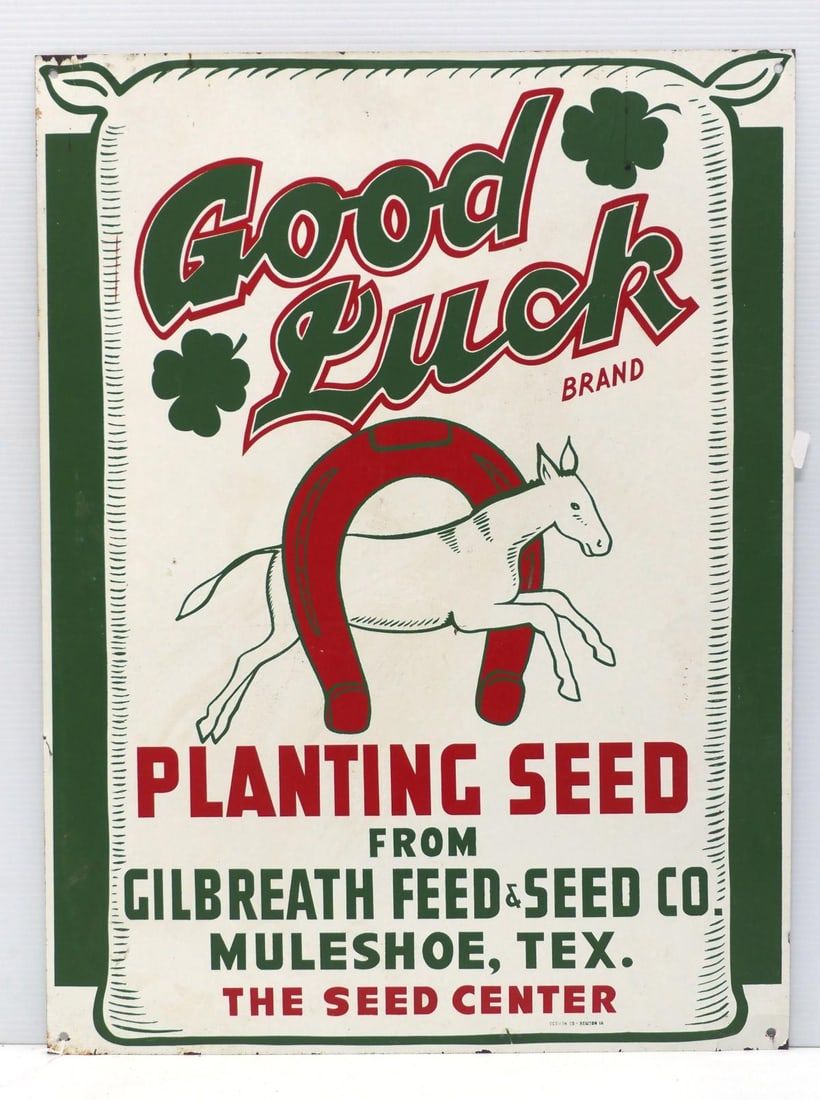 Lot 818: Good Luck Planting Seed sign