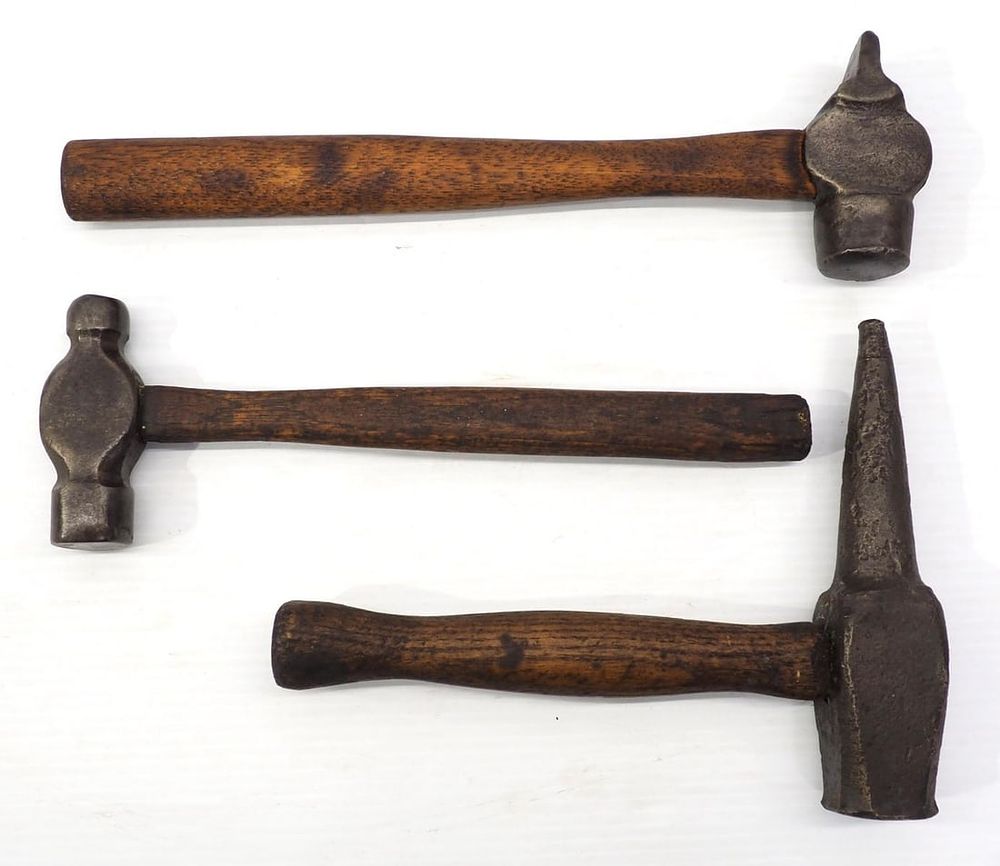 Lot 2196: (3) Blacksmith hammers