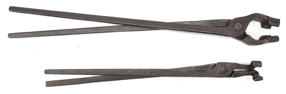 Lot 2290: (2) Large blacksmith tongs