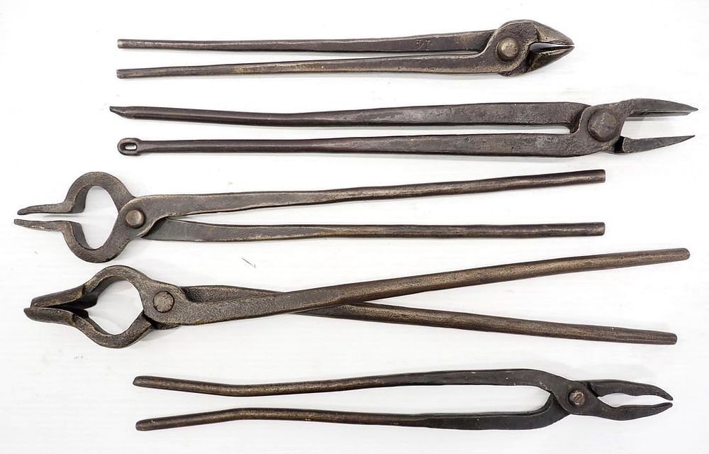Lot 2294: (5) Blacksmith tongs