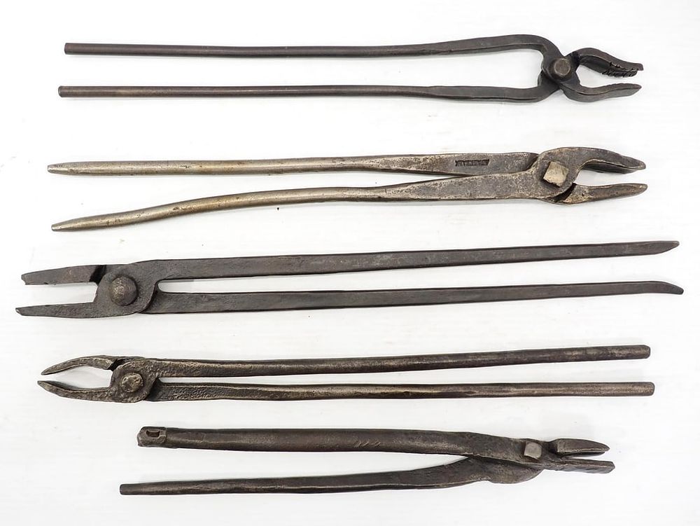 Lot 2295: (5) Blacksmith tongs