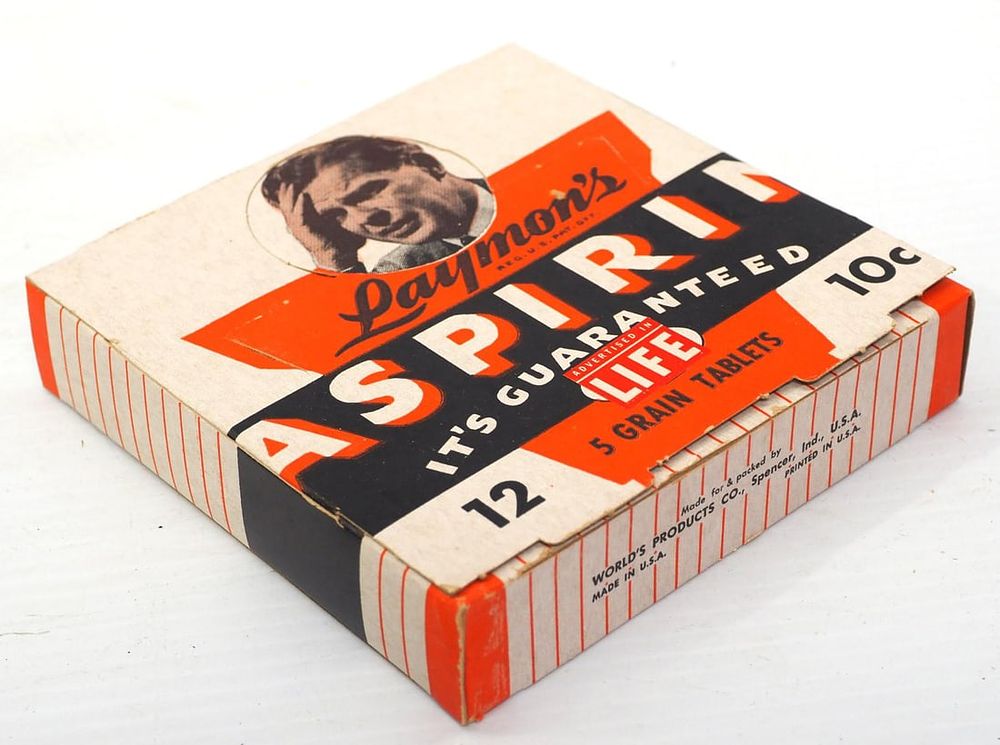 Lot 1281: NOS Laymon's Aspirin cardboard product display