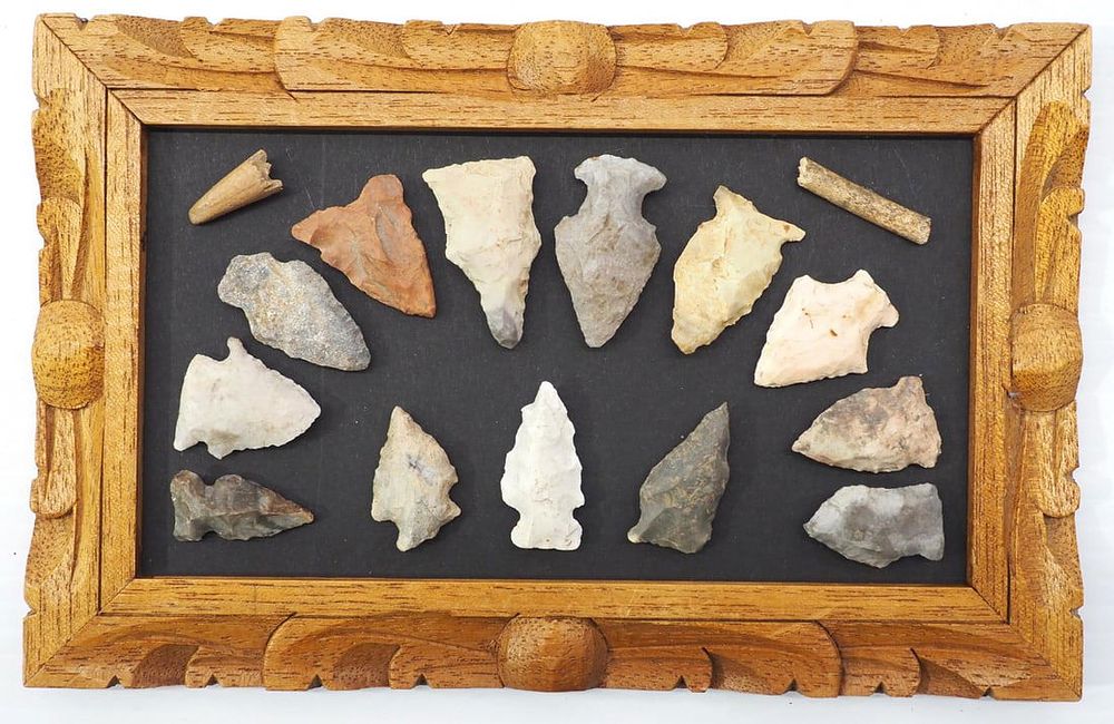 Lot 1383: Frame of Native American artifacts