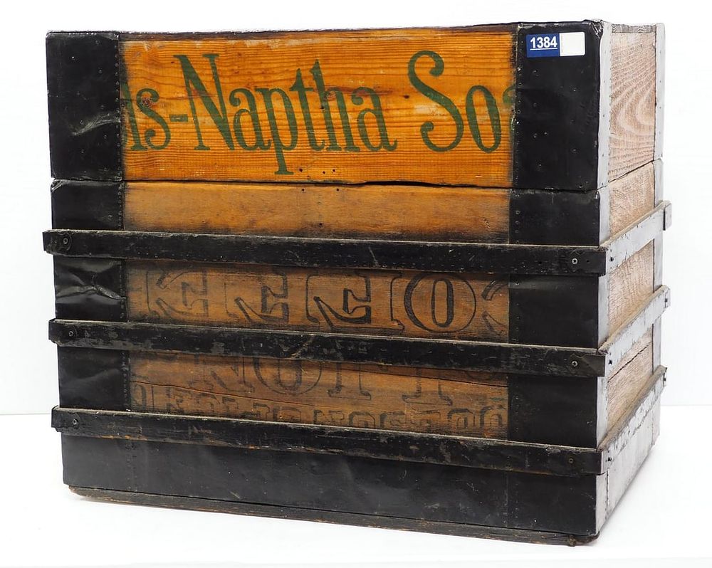 Lot 1384: Wooden trunk made from old shipping boxes