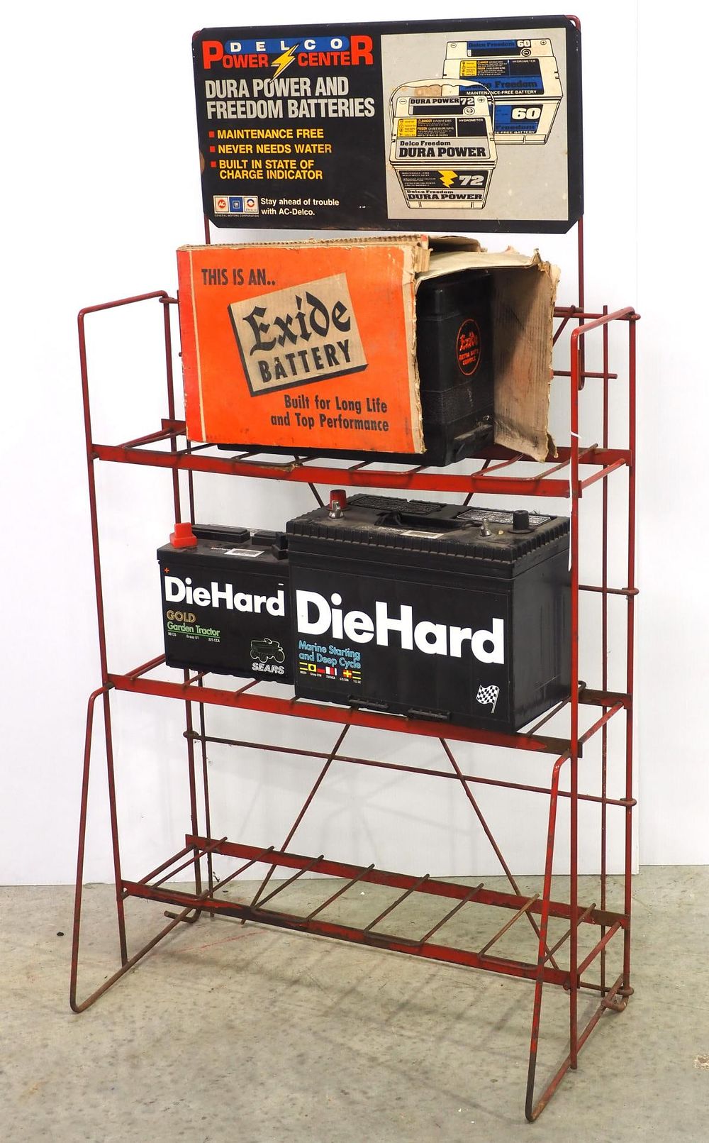 Lot 1416: Delco Power Center wire battery display rack