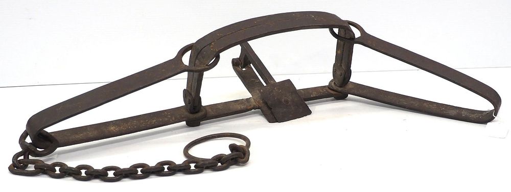 Lot 244: Early iron hand-forged animal trap