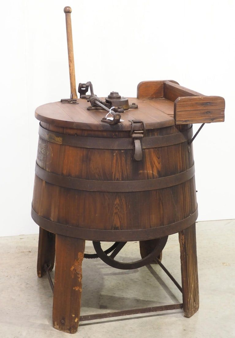 Lot 344: Early wooden Maytag wash machine