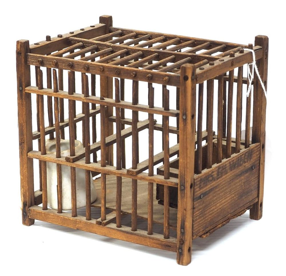 Lot 452: Wooden miner's canary bird cage