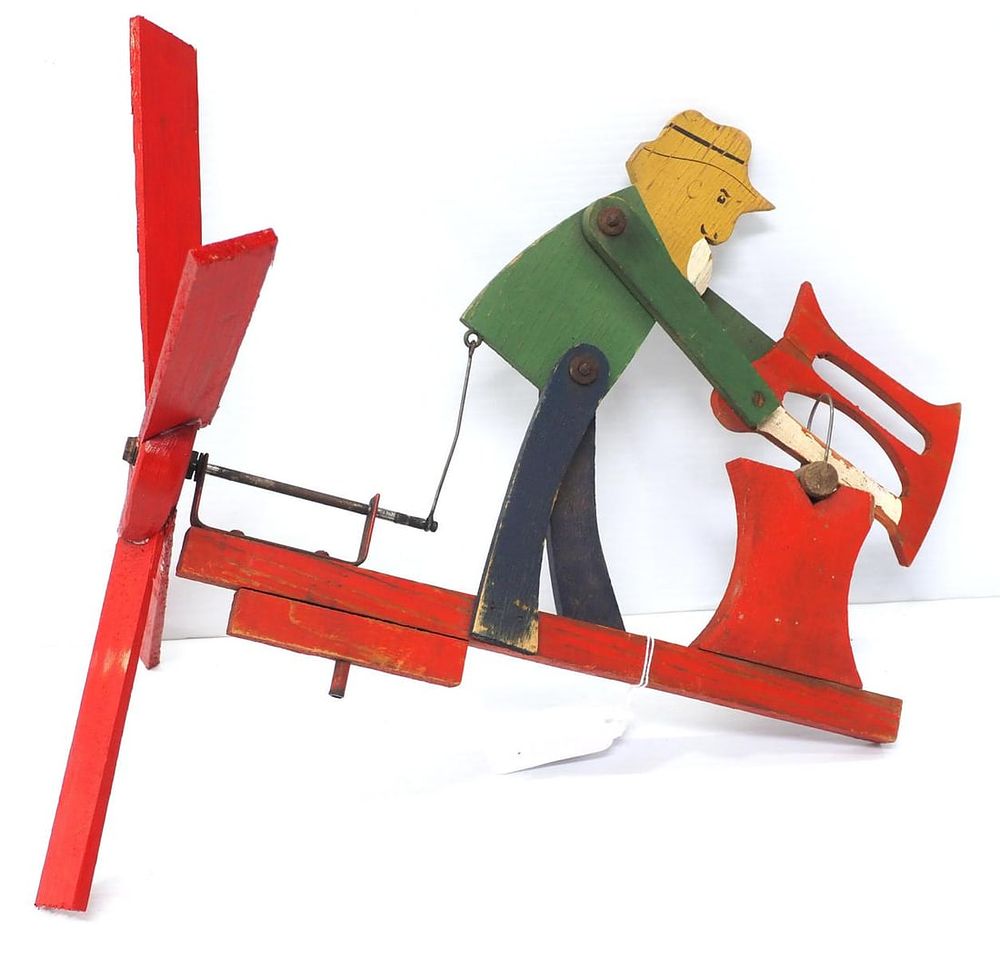 Lot 468: Whirligig of man sawing wood