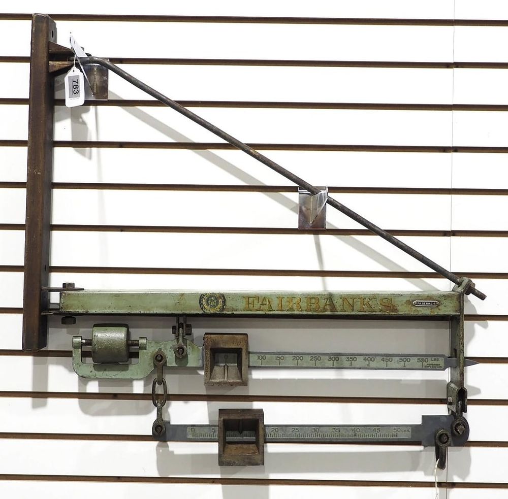 Lot 783: Fairbanks 600-lb capacity wall-mount hanging scale