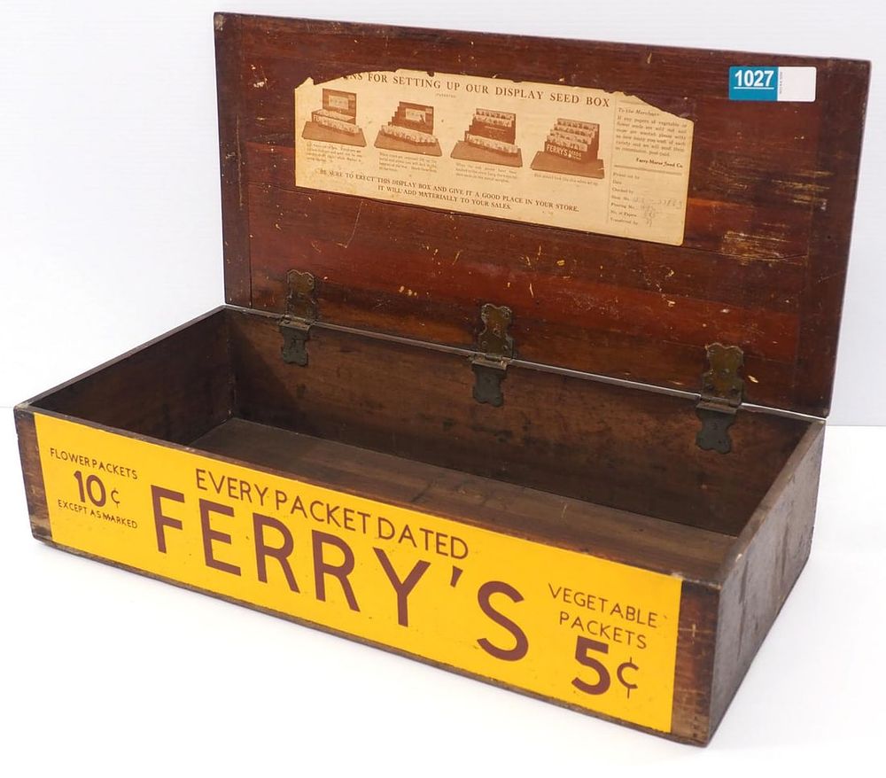 Lot 1027: Wooden Ferry's seed packet display box