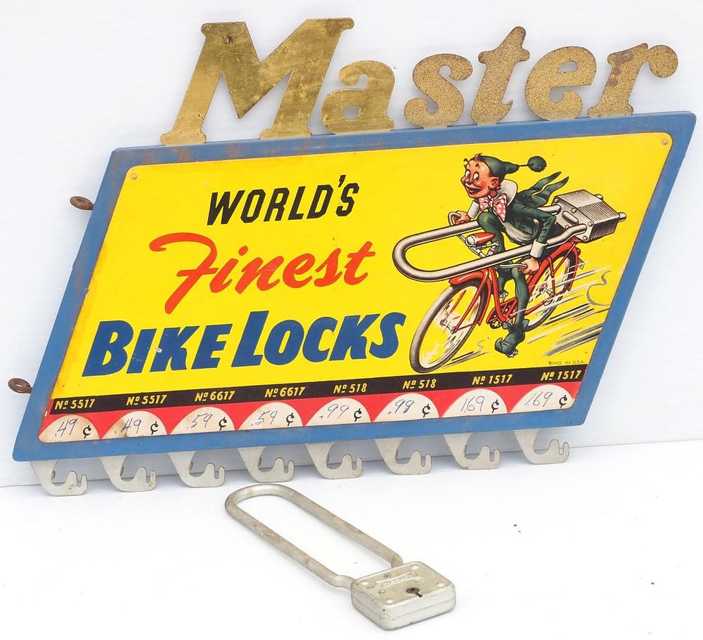 Lot 1080: Master Bike Locks display rack with 1 lock