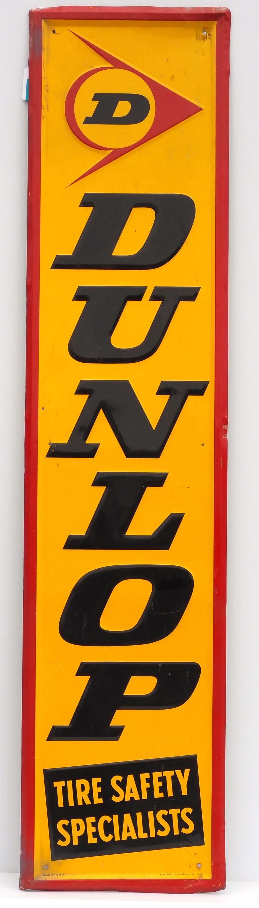 Lot 1099: Dunlop Tires sign