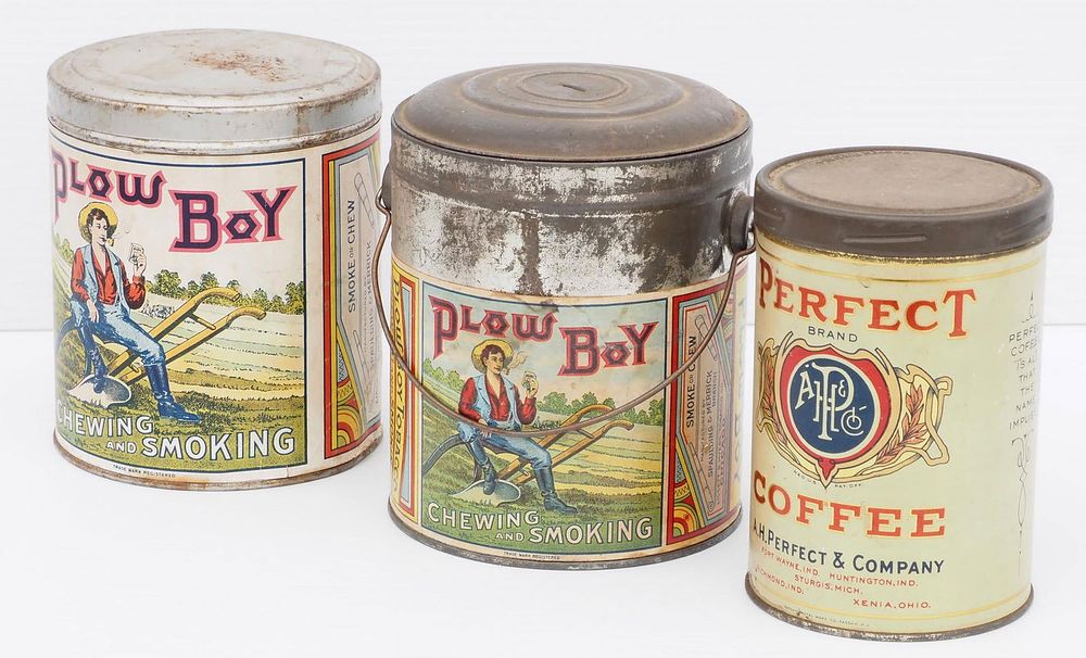 Lot 1130: (3) Country store product tins