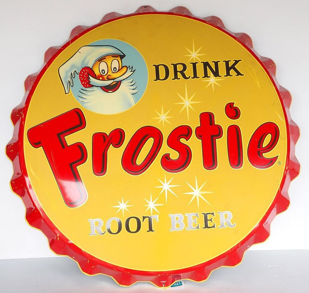 Lot 1221: Frostie Root Beer bottle-cap sign