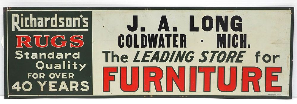 Lot 1277: Richardson's Rugs & Furniture sign
