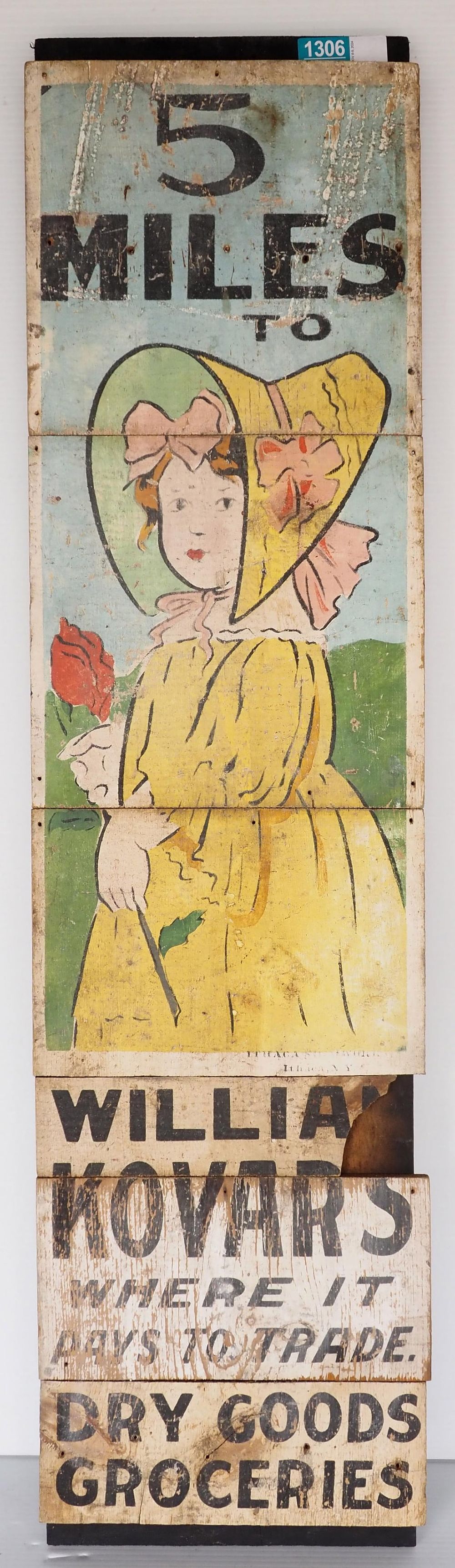 Lot 1306: William Kovar's Dry Goods sign