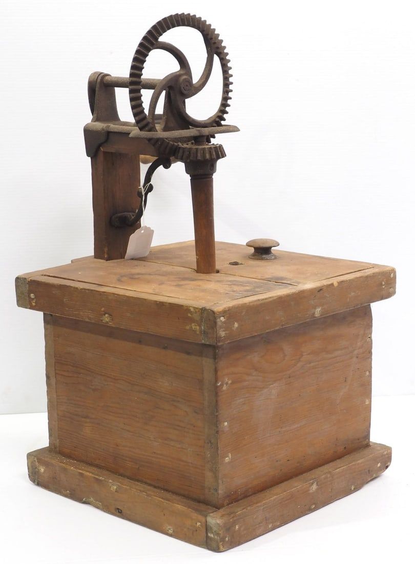 Lot 214: Primitive wooden butter churn
