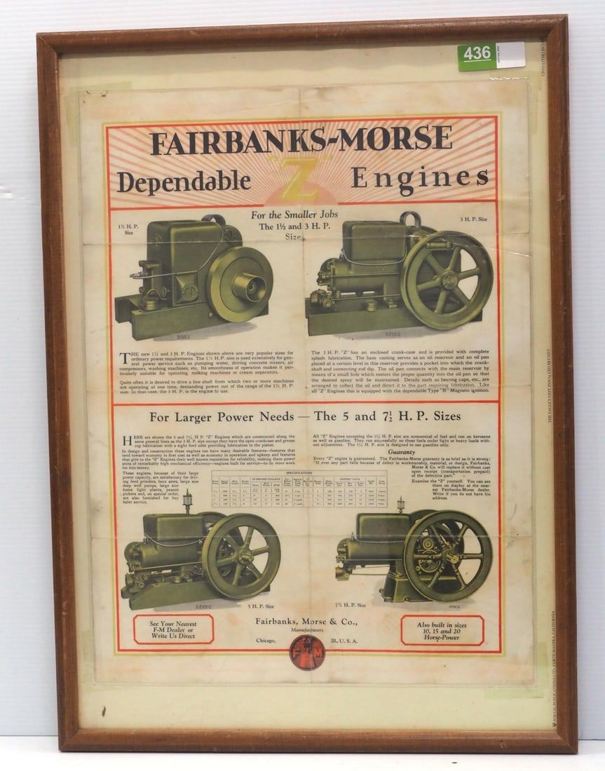 Lot 436: Fairbanks-Morse Dependable Engines brochure