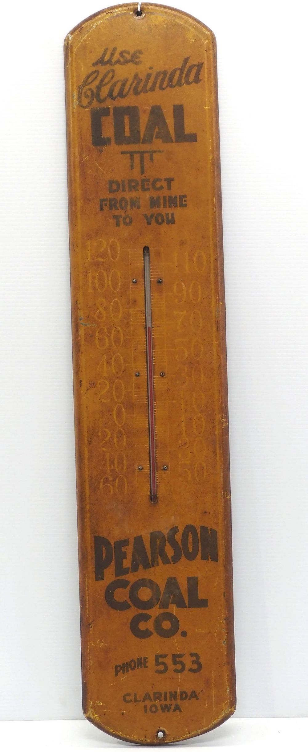 Lot 449: Clarinda Coal, Pearson Coal Co. thermometer