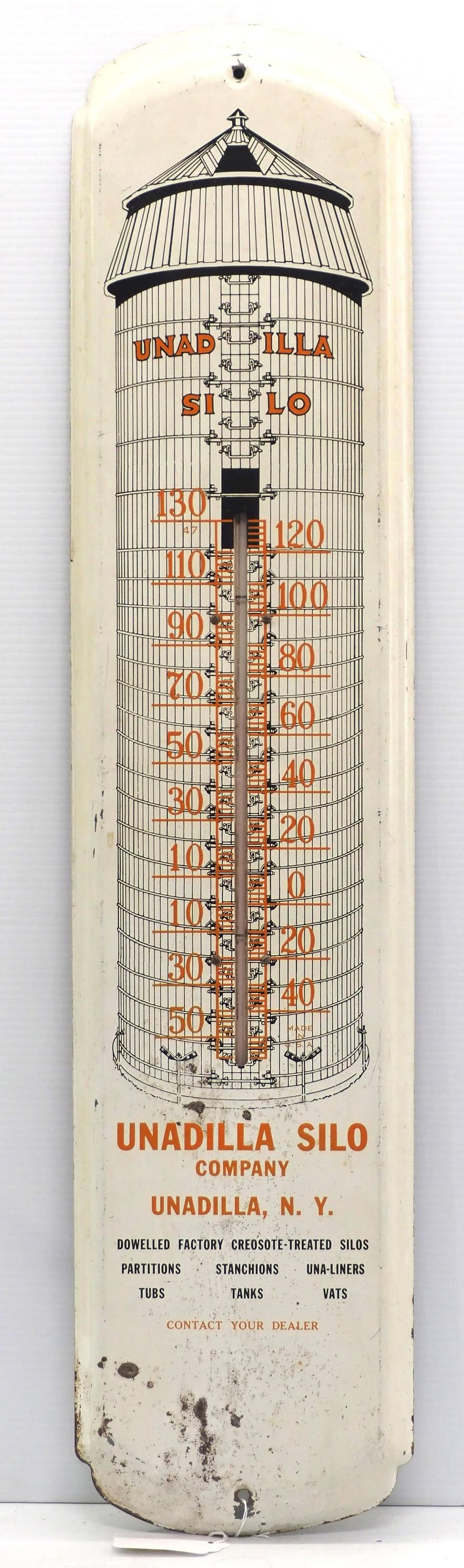 Lot 616: Unadilla Silo Company, NY thermometer