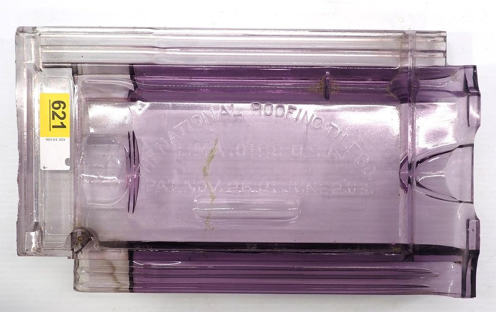 Lot 621: Glass roofing tile from National Roofing Tile Co