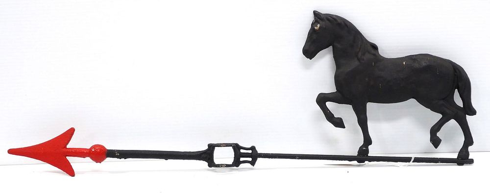 Lot 676: Shinn zinc prancing horse weathervane arrow