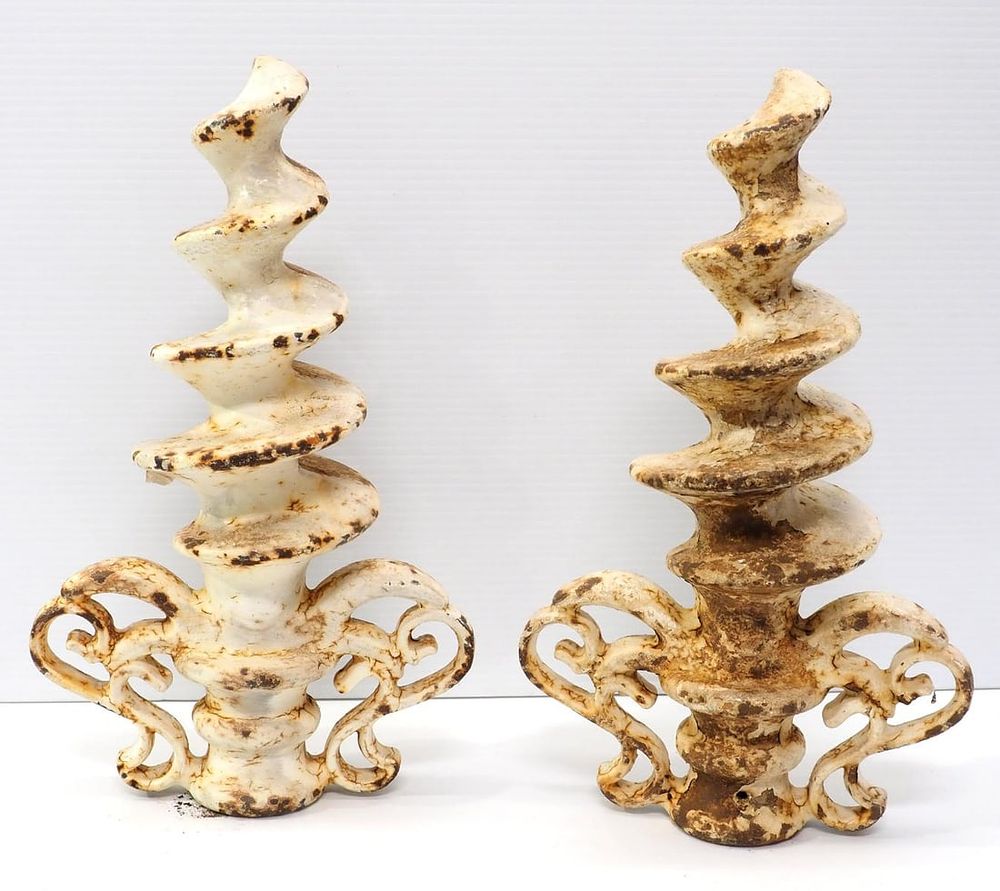 Lot 698: Matching pair of cast iron post tops