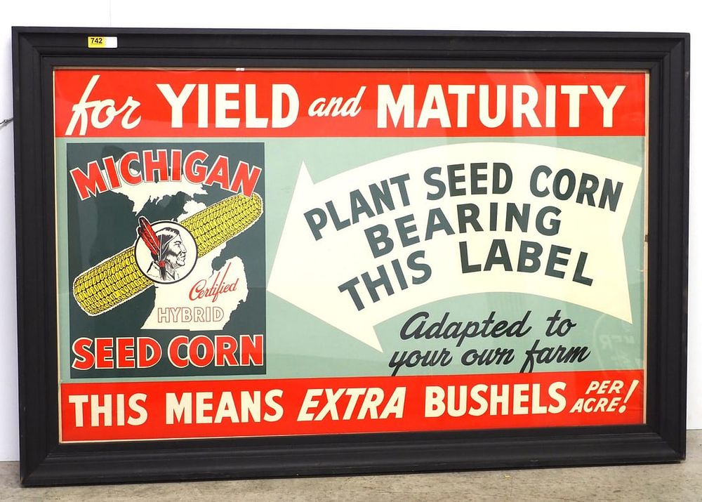 Lot 742: Michigan Hybrid Seed Corn poster