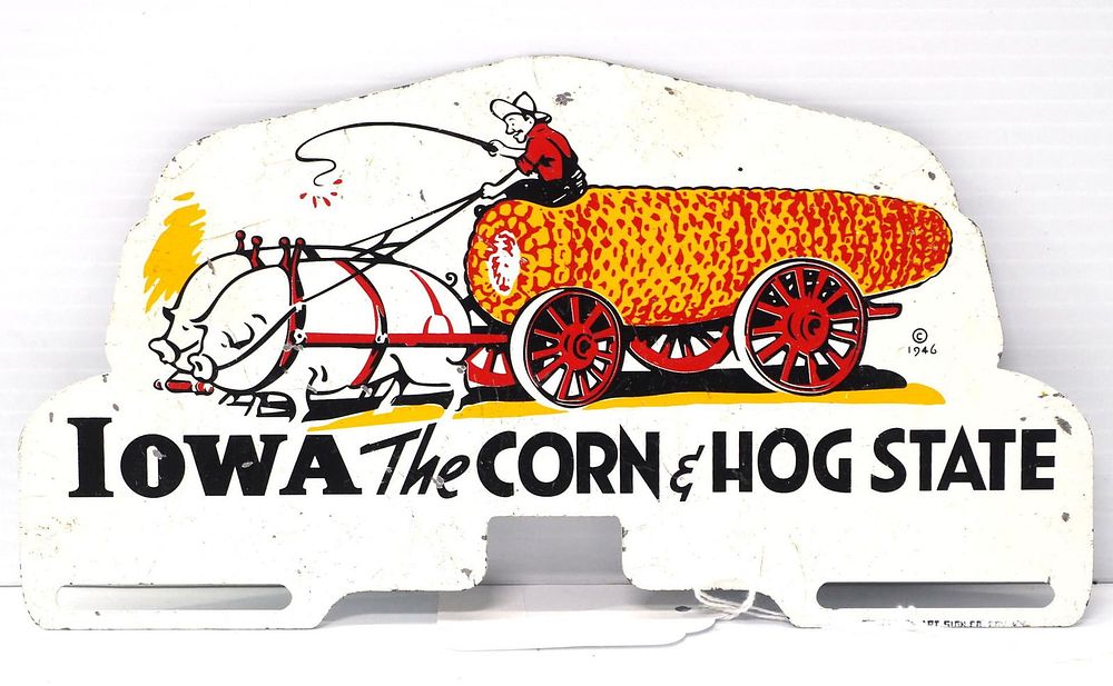 Lot 753: Iowa The Corn & Hog State license plate topper
