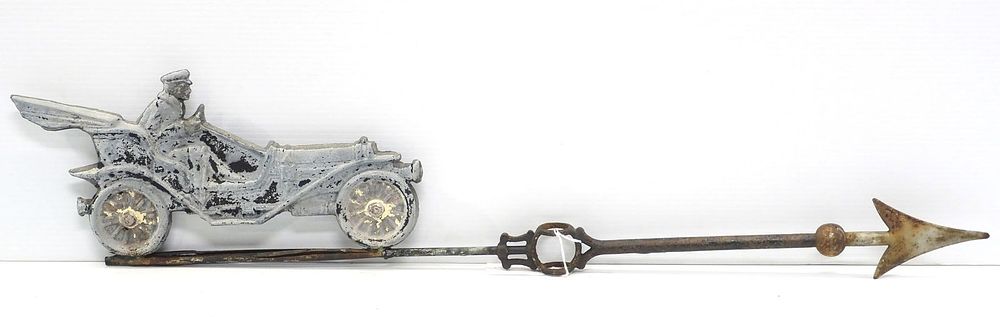 Lot 774: Shinn zinc open touring car weathervane arrow