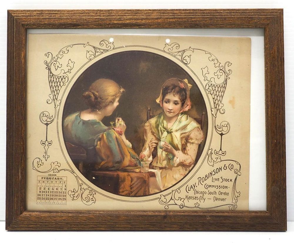 Lot 884: Framed paper calendar page from February 1896