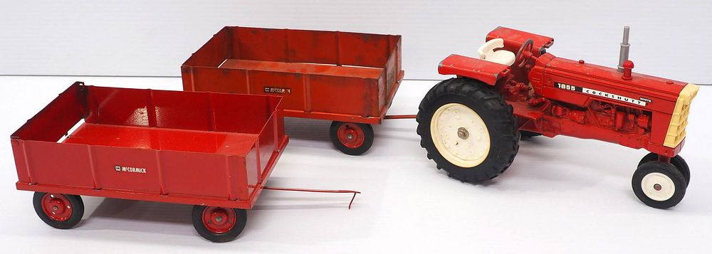 Lot 245: Cockshutt 1655 Tractor & (2) McCormick Wagons