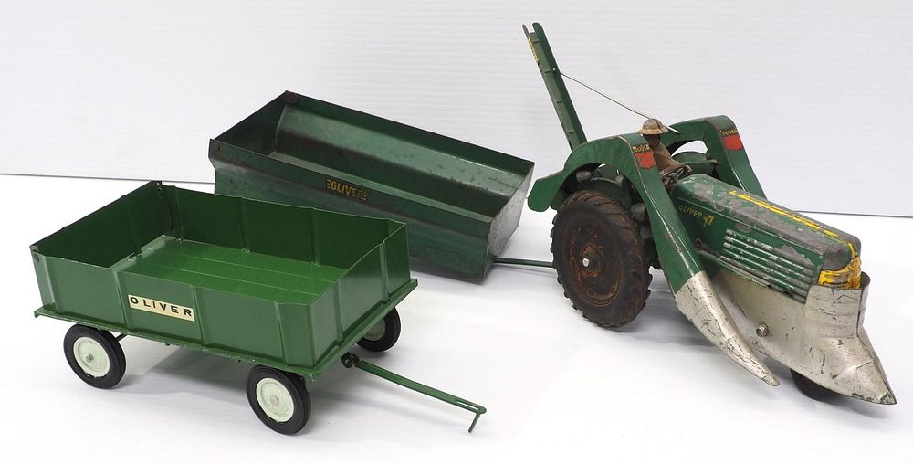 Lot 248: Oliver 77 Tractor with Picker & (2) Wagons