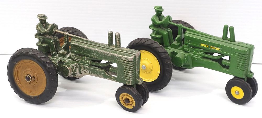 Lot 254: (2) Eska John Deere A Tractors with Driver